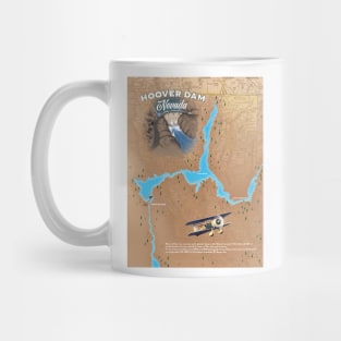 Hoover Dam Nevada Arizona retro map. Mug